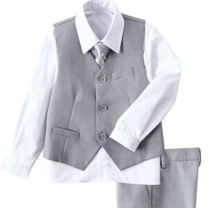 4 Piece Boys' Formal Suit Set with Vest Pants Dress Shirt and Tie Size 8 yrs